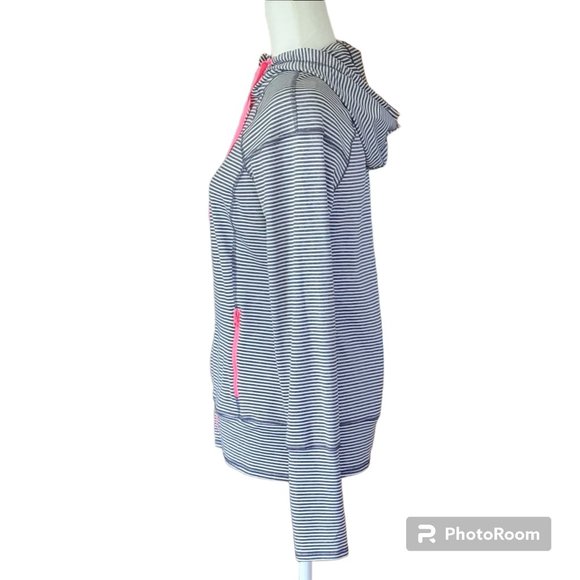 90 Degree by Reflex Striped Hooded Running Track Jacket with Thumbholes NEW - Picture 3 of 9